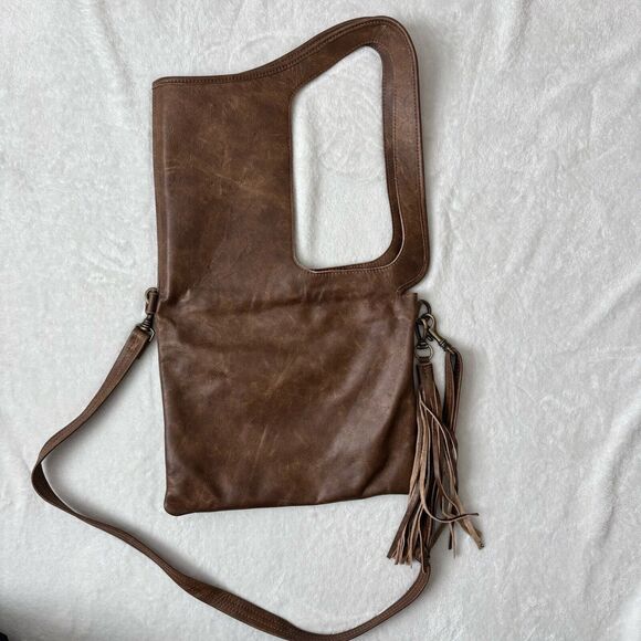 La Rue Leather Shoulder Bag Brown Boho Y2K Unique Crossbody Shoulder Bag - Picture 4 of 10
